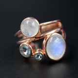 Bague vintage en or rose et pierre de lune