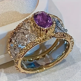 Bague vintage en zircone violette brillante