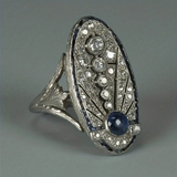 Bague ovale brillante vintage en argent