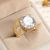 Bague vintage en verre doré