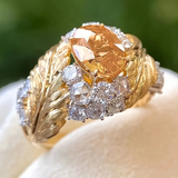 Bague vintage en verre orange