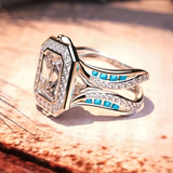 Bague vintage en zircone avec opale incrustée bleue