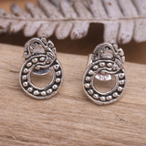 Boucles d'oreilles vintage en argent avec perles