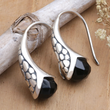 Boucles d'oreilles pendantes vintage en argent noir