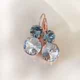 Boucles d'oreilles vintage en cristal blanc et bleu