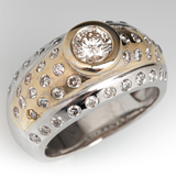 Bague vintage fantaisie épaisse en zircone