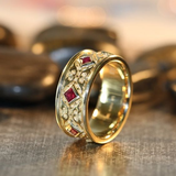 Bague vintage creuse rouge dorée
