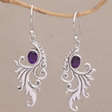Boucles d'oreilles vintage en argent avec pierre violette