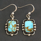 Boucles d'oreilles carrées vintage en opale bleue