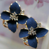 Boucles d'oreilles vintage bleu vif à fleurs