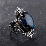 Bague vintage en pierre bleu foncé