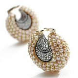 Boucles d'oreilles vintage en forme de panier avec perles