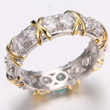Bague vintage élégante en or et argent avec zircone