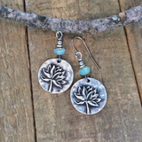 Boucles d'oreilles vintage en forme de feuilles argentées arrondies
