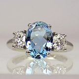 Bague vintage en cristal bleu clair
