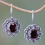 Boucles d'oreilles vintage en cristal rouge en forme de fleur