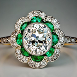 Bague vintage en cristal émeraude doré