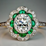 Bague vintage en cristal émeraude
