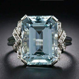 Bague vintage en cristal bleu cubique