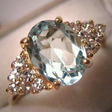 Bague vintage en verre bleu vif