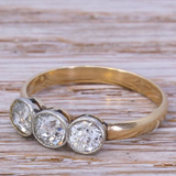 Bague vintage triple cristal en or