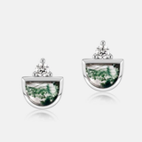 Boucles d'oreilles vintage en argent verdâtre