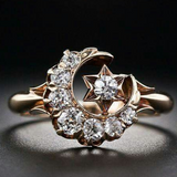 Bague vintage brillante en forme de lune