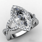 Bague vintage en argent avec cristal pointu