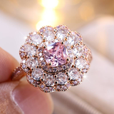 Bague vintage fleur zircone ronde