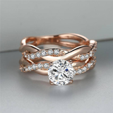 Bague vintage à plusieurs rangs avec zircone rose