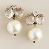 Boucles d'oreilles vintage en cristal et perles en forme de nœud papillon