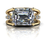 Bague vintage en zircone et or superposé