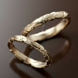 Bague vintage en or avec motif feuilles pour couple