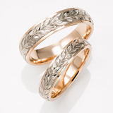 Bague vintage en or avec motif feuille pour couple