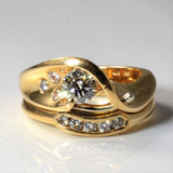 Bague vintage en spirale irrégulière en or et zircone