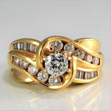 Bague vintage en or avec zircone en spirale