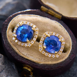 Boucles d'oreilles vintage en cristal bleu et zircone