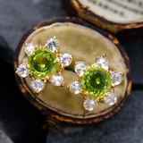Boucles d'oreilles vintage en cristal vert et zircone