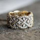 Bague vintage tressée en zircone