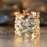 Bague vintage en or brillant en forme de feuille