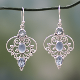 Boucles d'oreilles vintage en cristal mandala et pierre de lune