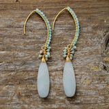 Boucles d'oreilles pendantes vintage avec pierres blanches
