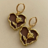Boucles d'oreilles vintage en or avec cœur rose