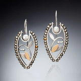 Boucles d'oreilles vintage en forme de fleur creuse et perle