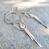Boucles d'oreilles pendantes vintage en pierre blanche
