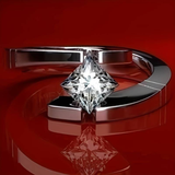 Bague vintage ouverte en argent avec zircone
