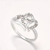 Bague vintage en argent avec zircone cubique et nœud