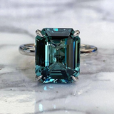 Bague vintage en cristal bleu-vert