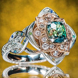 Bague vintage en argent avec fleur étincelante
