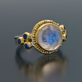 Bague vintage avec pierre bleutée